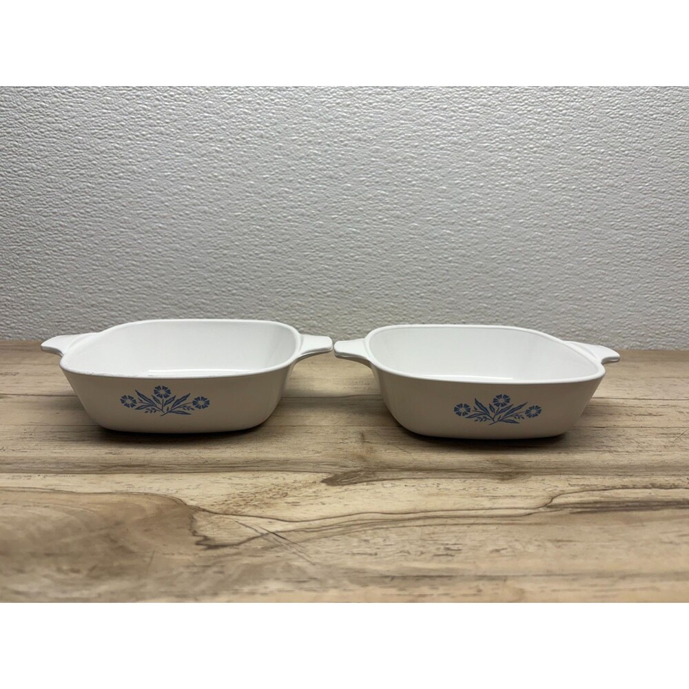 Vtg Set Of 2 Corning Ware Blue Cornflower Casserole Dish P-41-B 1 3/4 Cup No Lid